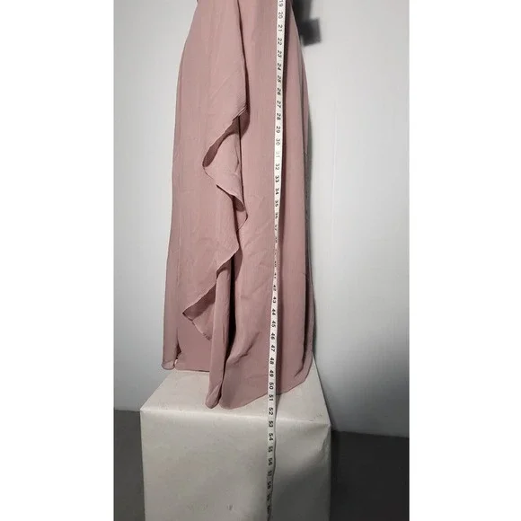 David's Bridal One Shoulder Chiffon Formal Dress with Cascading detail Size 2 - Picture 9 of 12